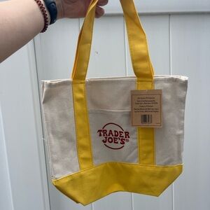 Trader Joe's Cream and Yellow Canvas Tote Bag